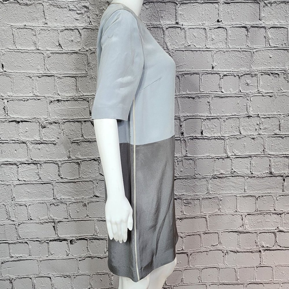 Jigsaw Silk Two Tone Blue and Grey Dress, Women's 4, NWT - Picture 3 of 9